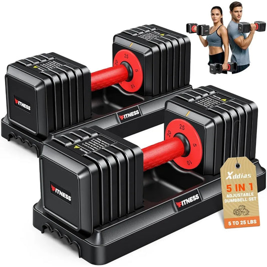 Adjustable Dumbbell Set 25 55 80LB Capacity With Quick Adjust