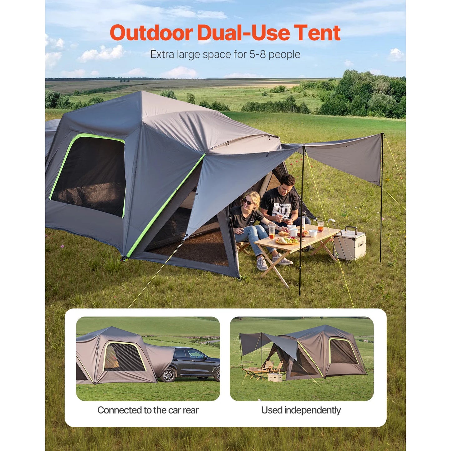 SucceBuy SUV Tent For Camping With Shade Awning Mesh Windows