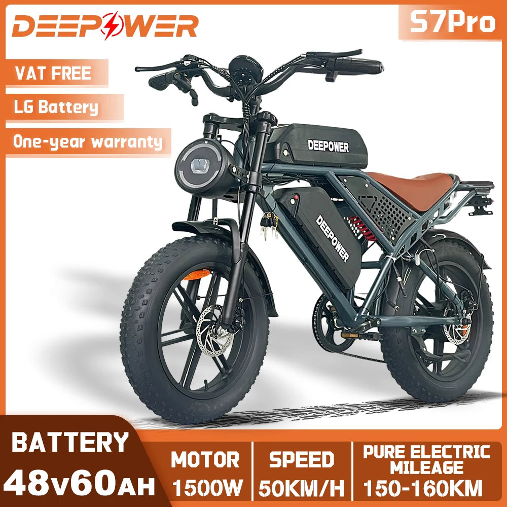 DEEPOWER S7Pro Off-Road Electric Bike 1500W Brushless Motor