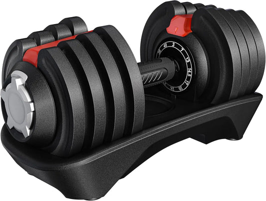 Adjustable Dumbbell Set With Anti Slip Handles And Tray