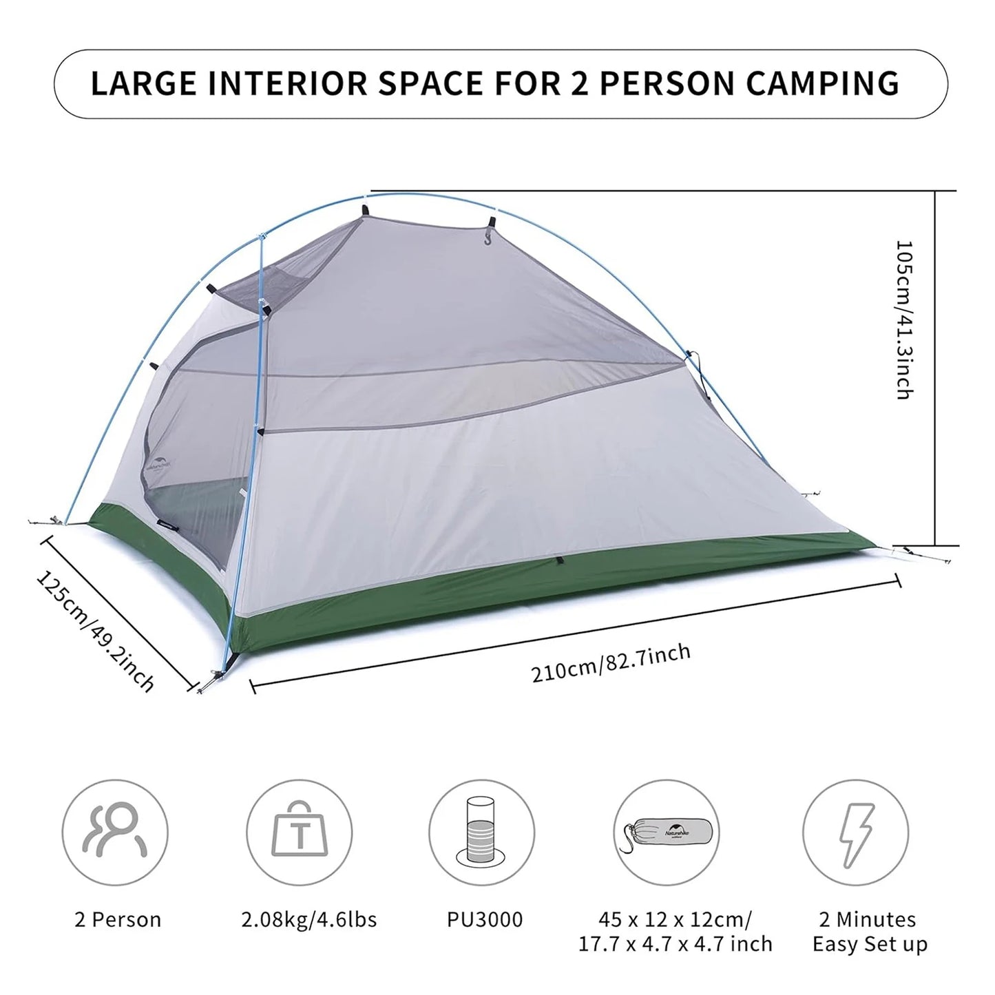 Naturehike Cloud Up 2 Person Ultralight Camping Tent All Seasons