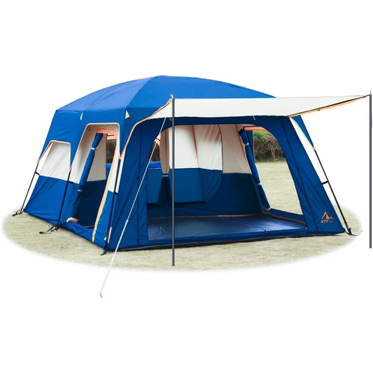 Extra Large Tent Waterproof Double Layer 2 Rooms 3 Doors