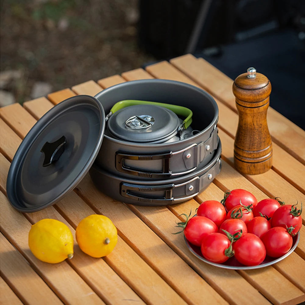 APWIKOGER Camping Cookware Set Outdoor Pot Pan Kettle Kit