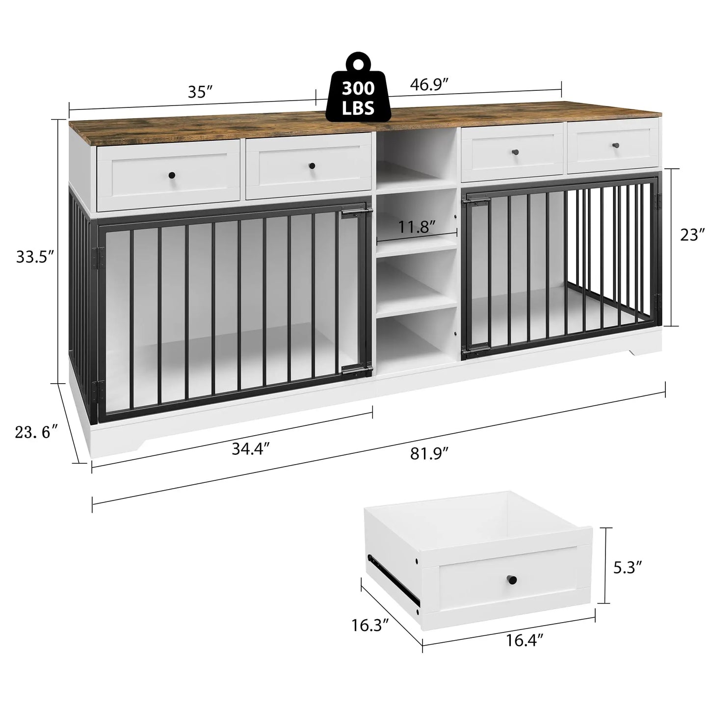 DishyKooker Heavy Duty Double Dog Crate Furniture TV Stand