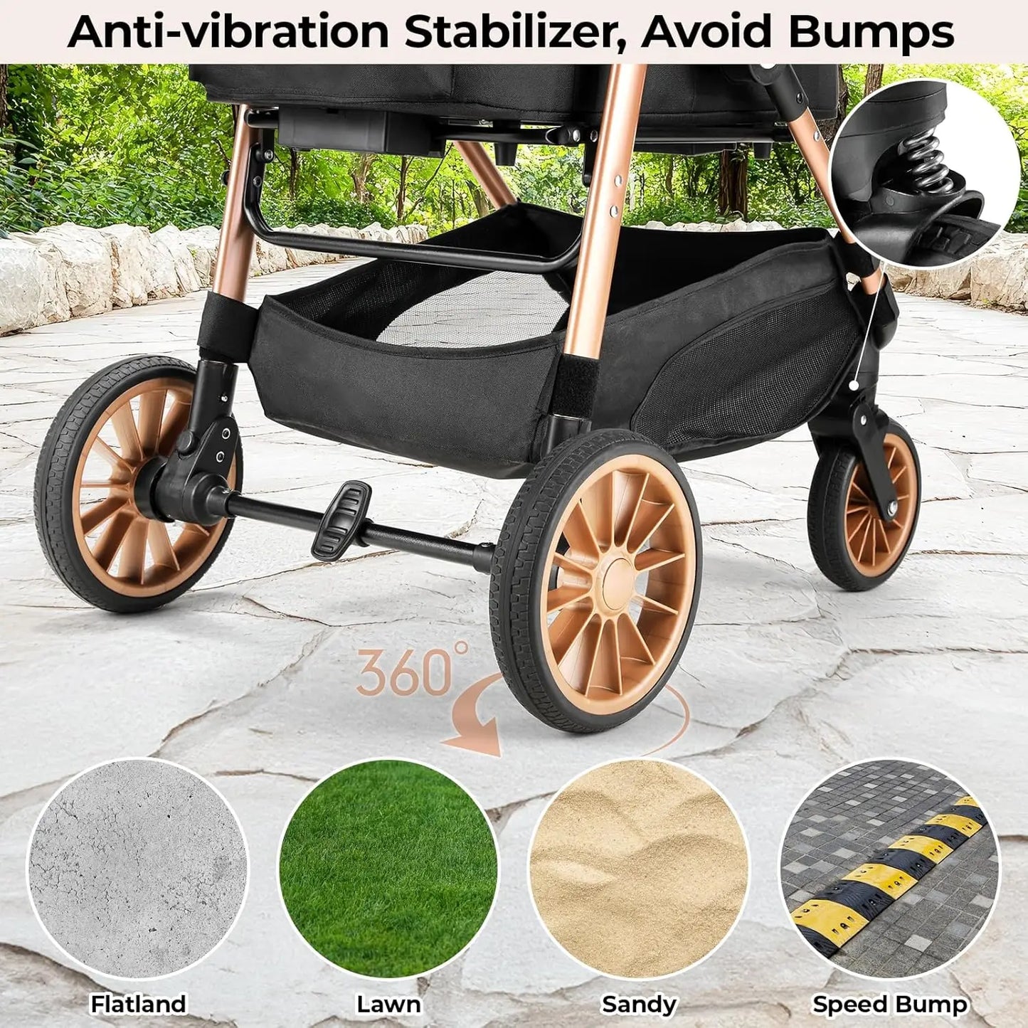 360 Degree High Wheels Cat And Dog Stroller Two In One Foldable Transport