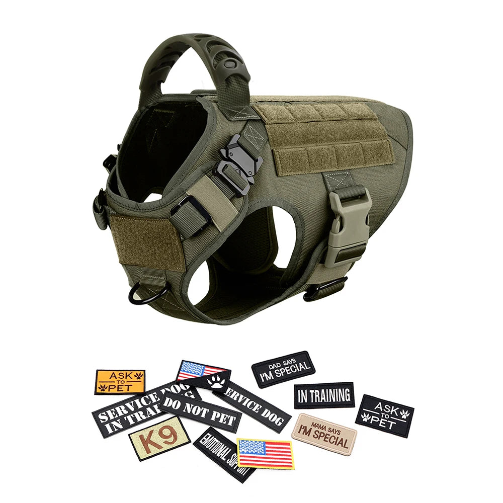 PETRAVELCN Military Large Dog Harness Vest With Leash And Accessories