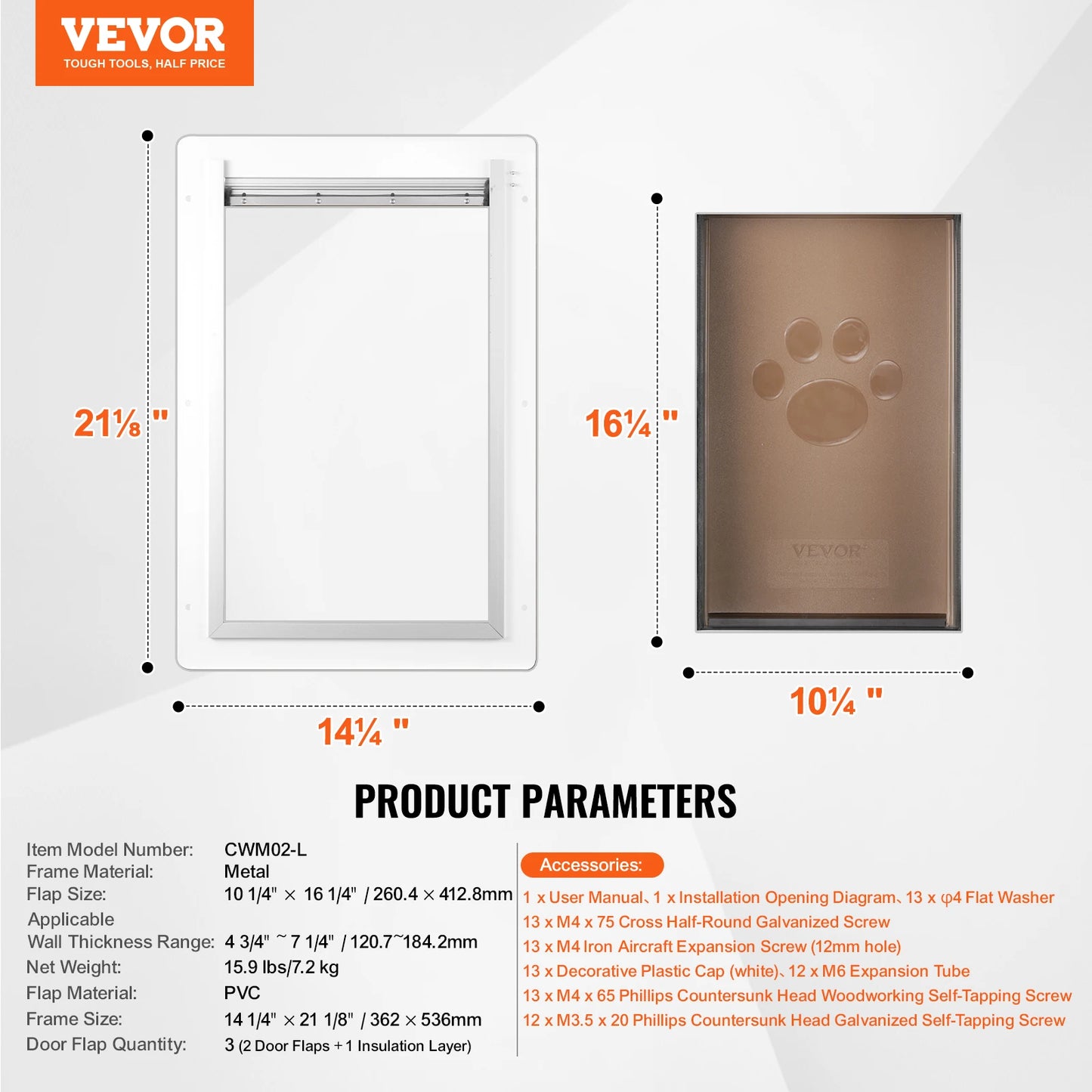 SucceBuy Pet Door With Metal Frame Lock 3 Flap Weatherproof