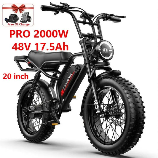 ZEFIORA Electric Fat Bike 1000W 2000W Brushless Motor Lithium Battery