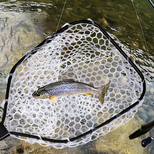 TWISTER.CK Foldable Trout Fishing Net With Rubber Mesh Handle