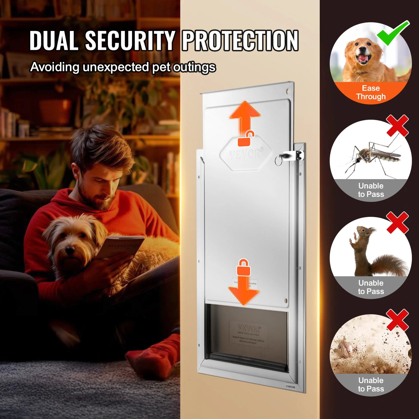 SucceBuy Dog Door Aluminum Frame With Lockable Flap