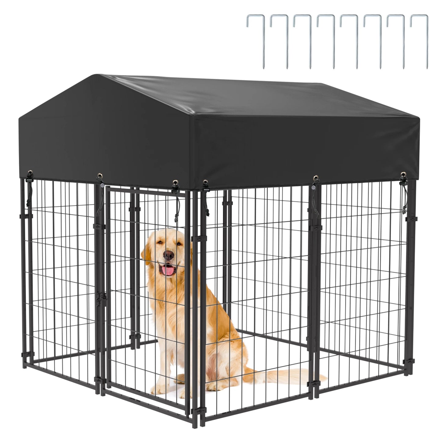 BINGOPAW Outdoor Dog Kennel With Welded Wire Canopy