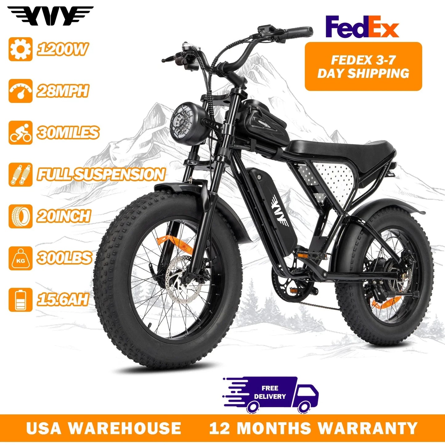 YVY Electric Bike For Adults 1500W 2000W Dual Motor