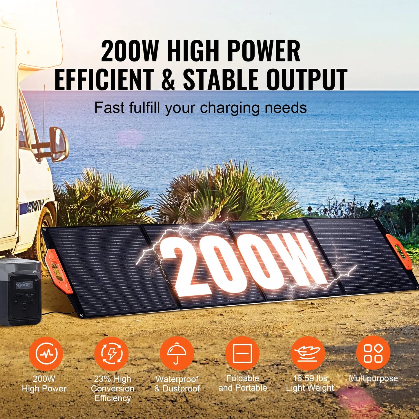 SucceBuy Portable Monocrystalline Foldable Solar Panel Charger Waterproof