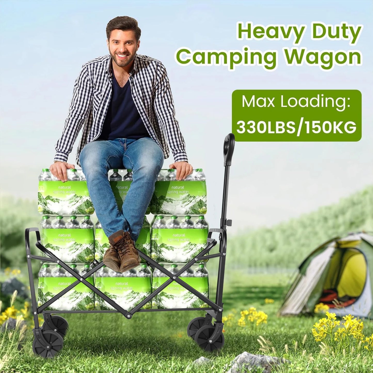 Heavy Duty Wagon Carts Foldable Portable Wagons For Groceries