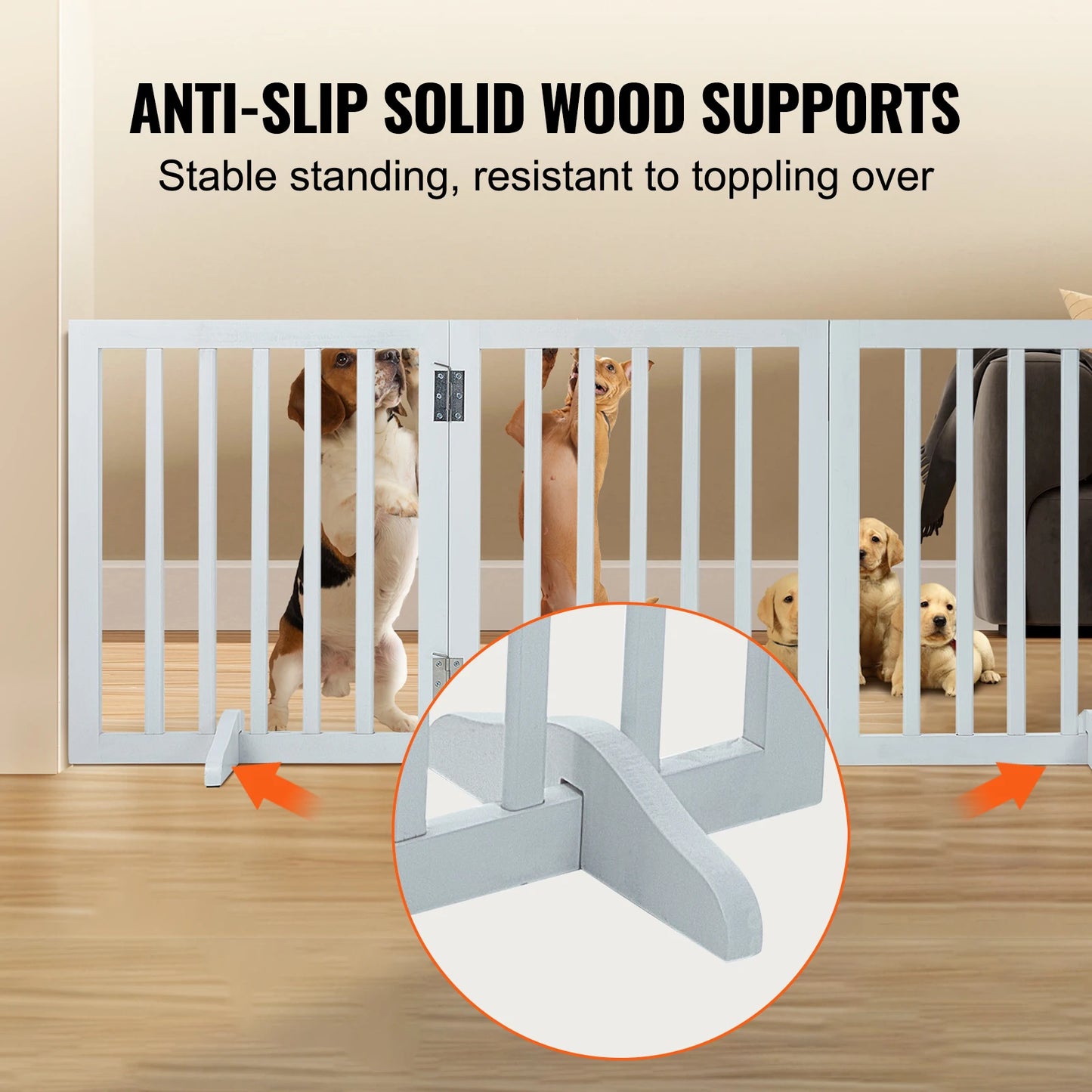 SucceBuy Free Standing Dog Gate Three-Panel Foldable Barrier