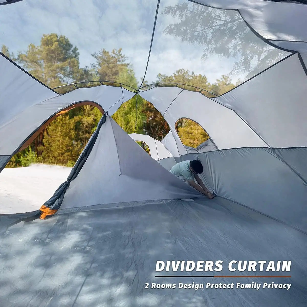 Family Camping Tent With Easy Setup Waterproof, Two Rooms