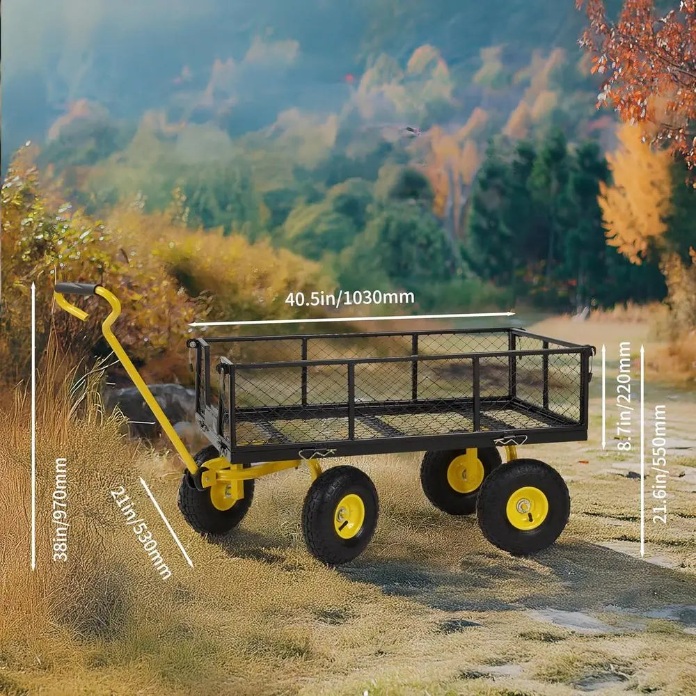 Heavy Duty 1000 Lbs Capacity Mesh Steel Garden Cart