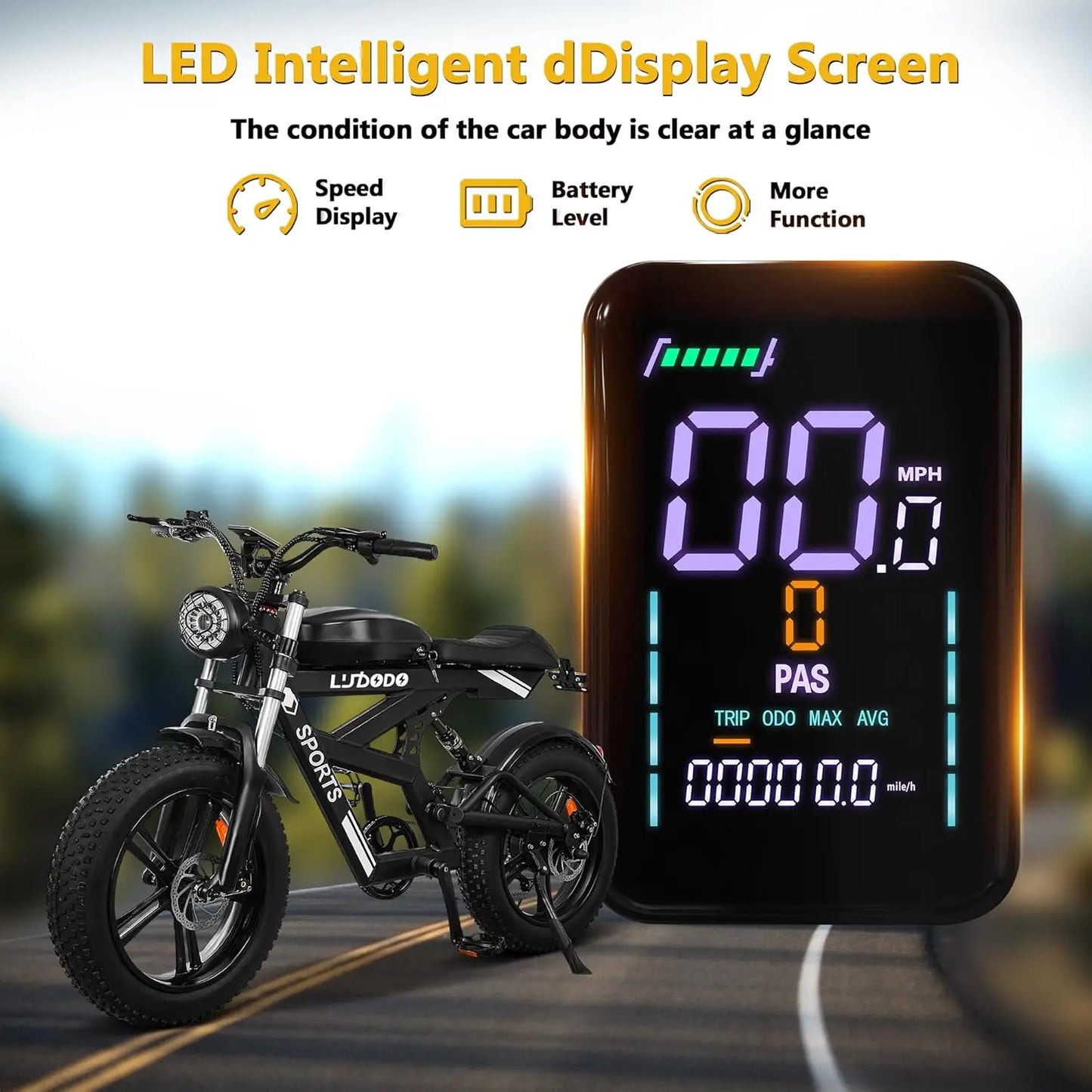 Electric Bike 1500W Peak 35MPH 48V 816Wh Battery Fat Tire
