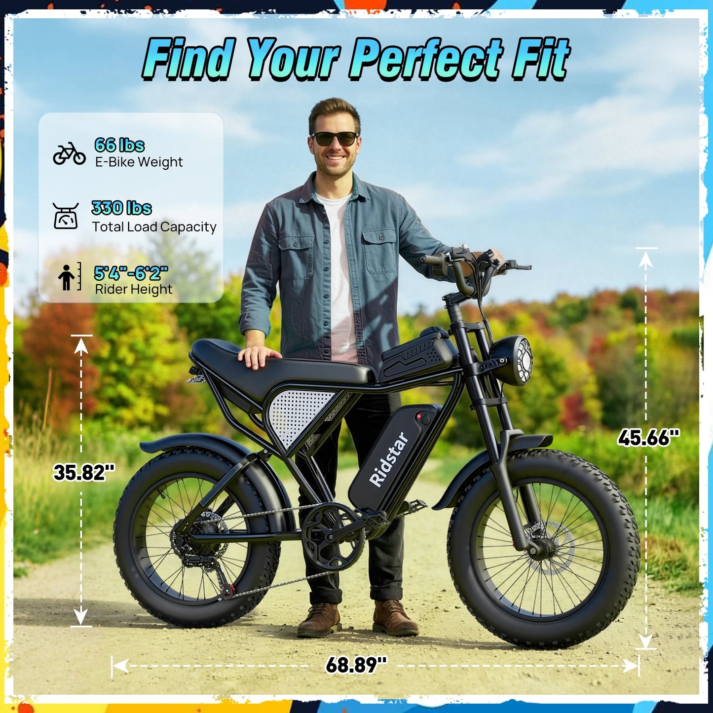 Ridstar Mini30 Electric Bike For Adults Fat Tire Mountain Bicycle