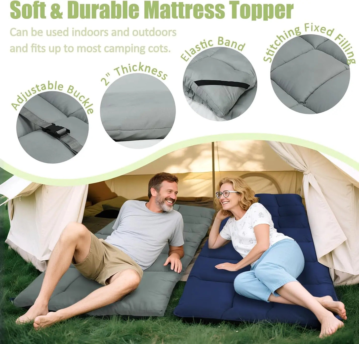 XMSJ Cot Mattress Pad Lightweight Quilted Comfort For Camping
