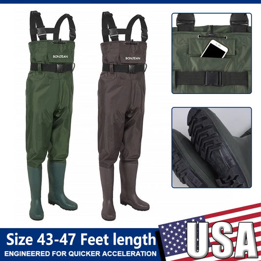 Waterproof Fishing Waders Chest Length With Boots Durable Breathable Overalls