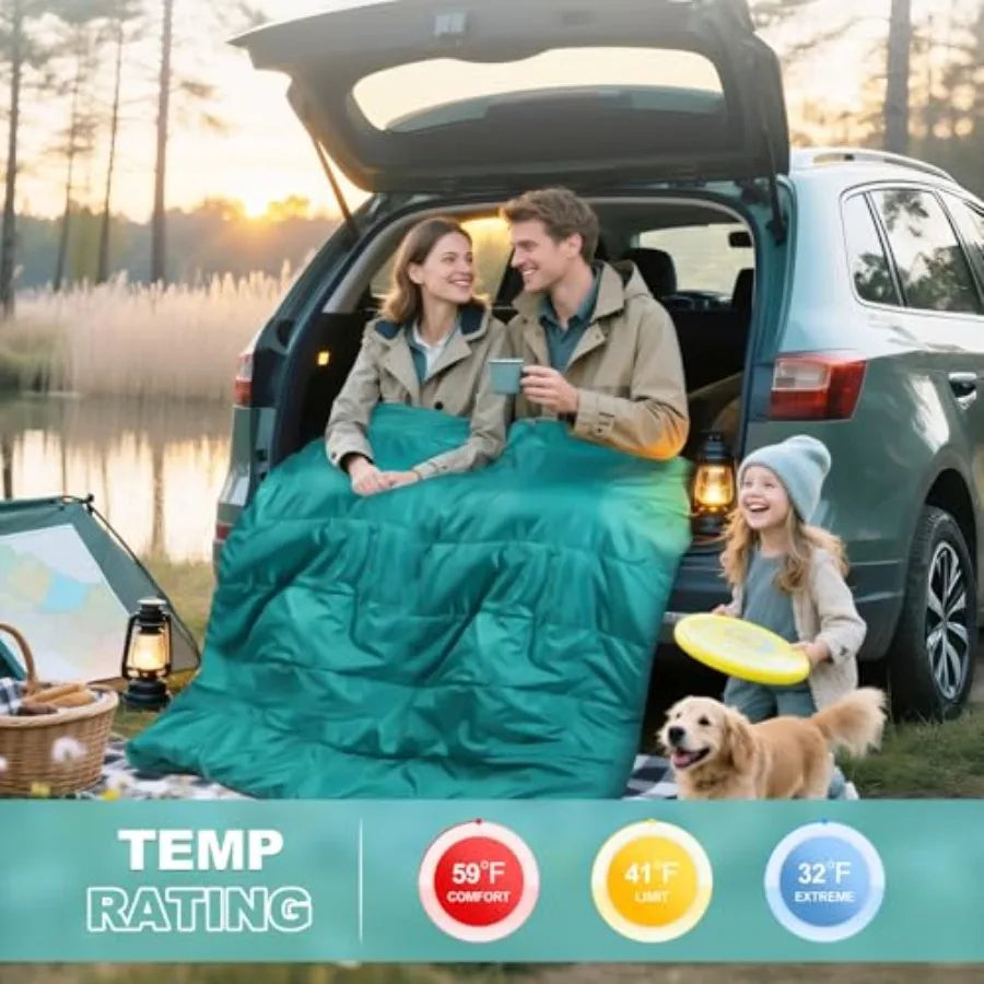 NONECN Cotton Flannel Double Sleeping Bag for Camping Waterproof