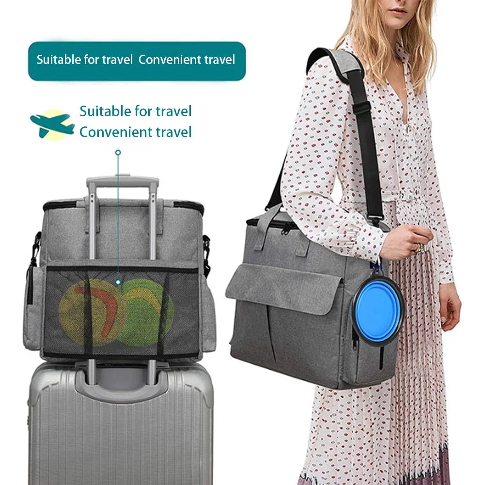 TWISTER.CK Dog Travel Backpack With Food Bags Bowls Placemat