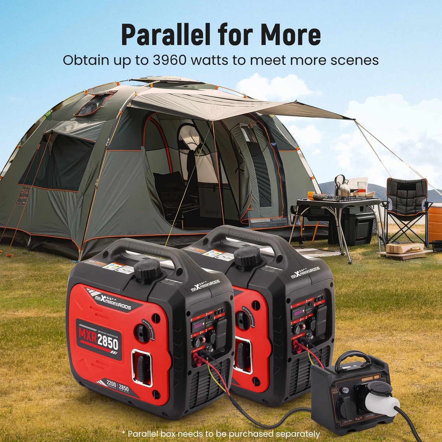 Maxpeedingrods 2850W Gas Powered Portable Inverter Generator 60 dB Quiet Camping