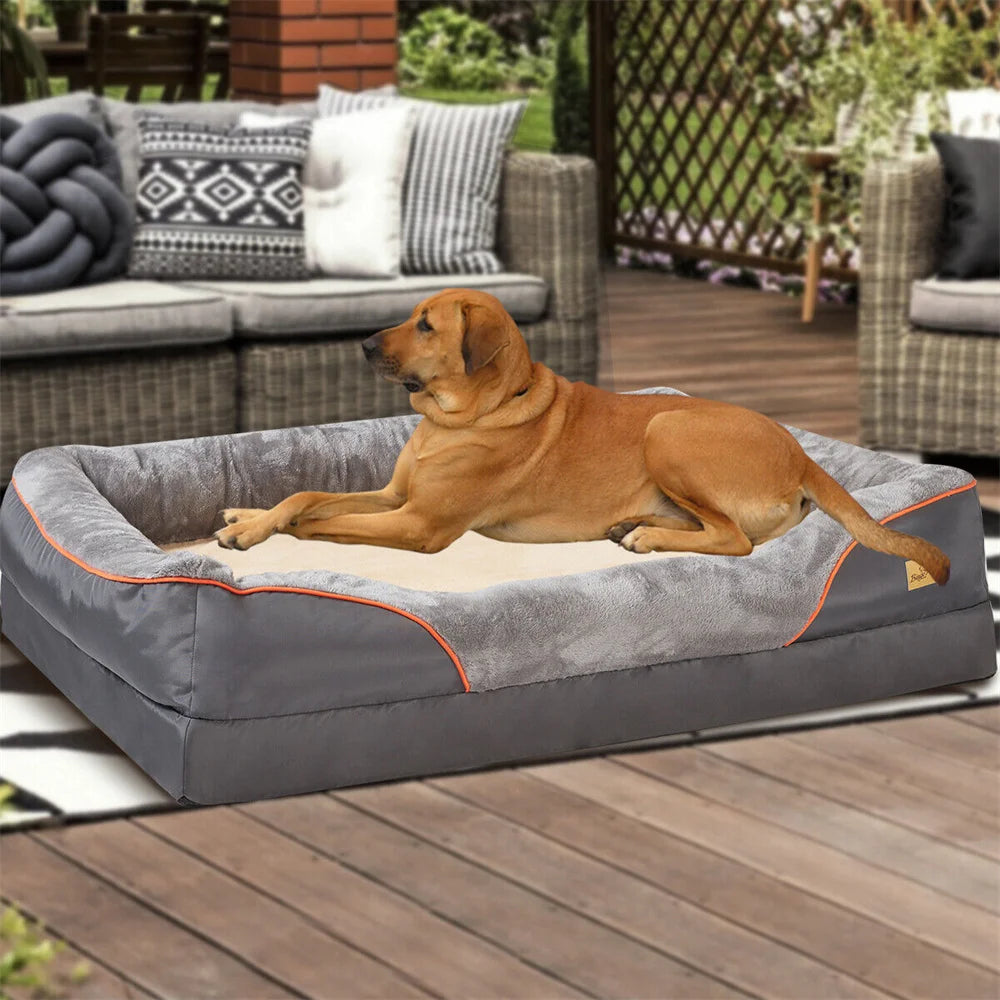 BORWARTC Orthopedic Memory Foam Dog Bed Waterproof With Removable Cover