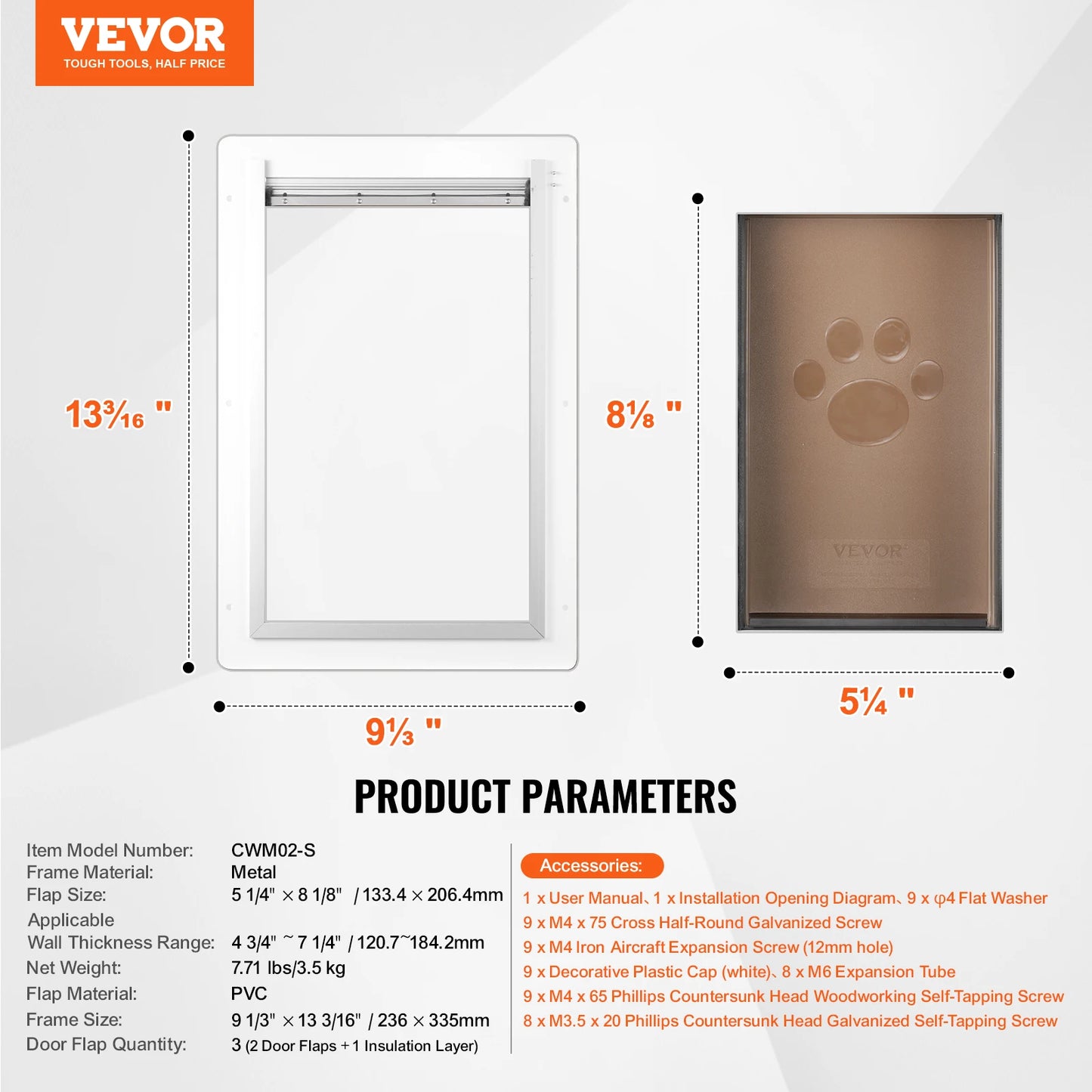 SucceBuy Pet Door With Metal Frame Lock 3 Flap Weatherproof