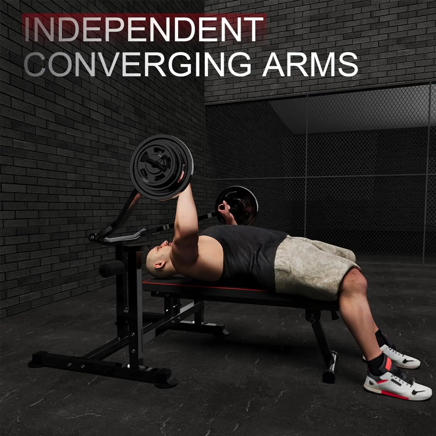 Exerciser Bench Press Set With Adjustable Incline And Dumbbell Rack