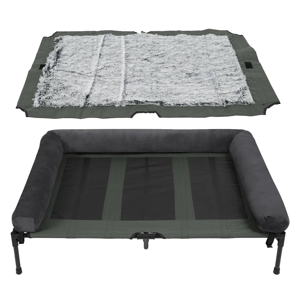 BORWARTCN Outdoor Raised Dog Bed With Cooling Breathable Mat For Pets