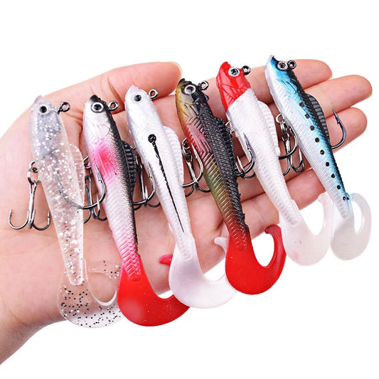 6-Piece Soft Silicone Wobblers Lure Set For Sea Bass Pike