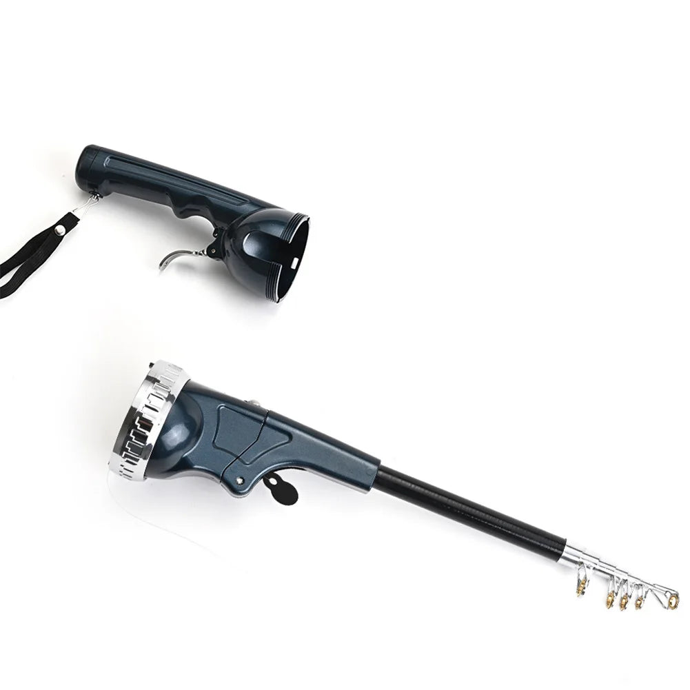 Alloet Portable Folding Telescopic Spinning Rod With Reel Carbon Fiber