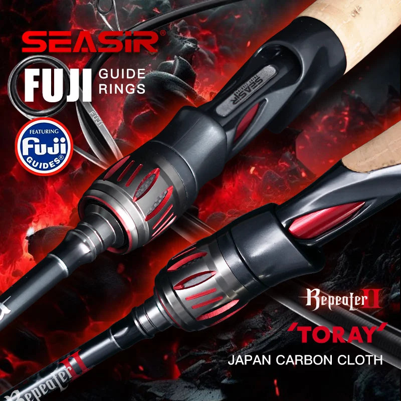 SeaSir Repeater Spinning Casting Rod Fuji-O Guide Rings Carbon Cork