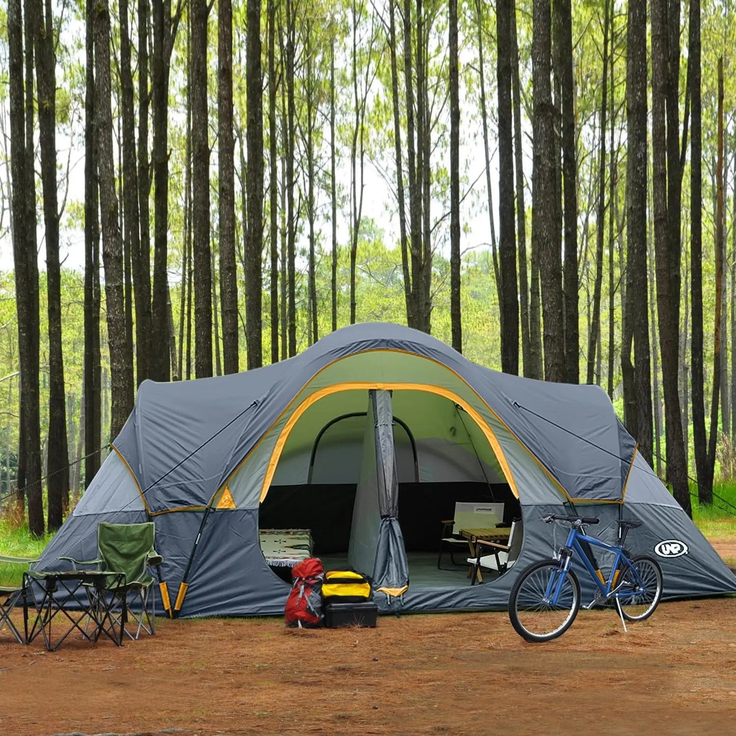 Family Camping Tent With Easy Setup Waterproof, Two Rooms