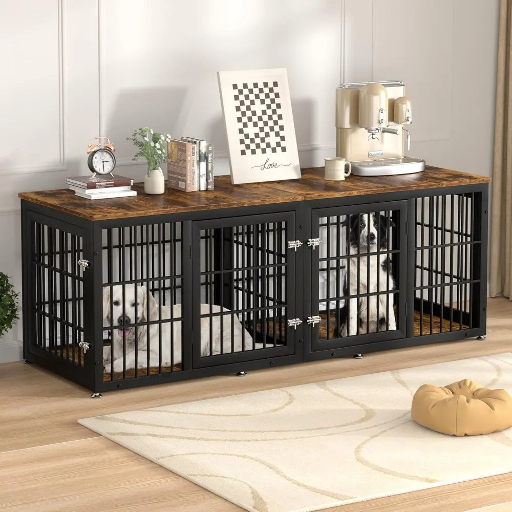 Decorative Wooden Dog Crate Furniture With Divider