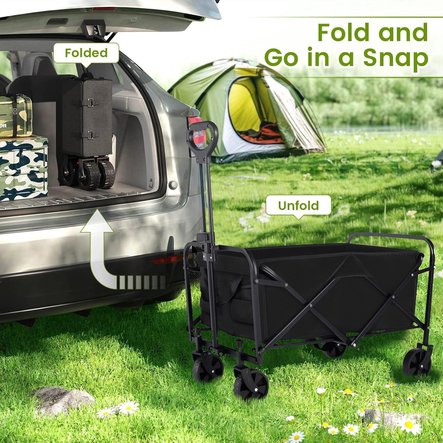 Heavy Duty Wagon Carts Foldable Portable Wagons For Groceries