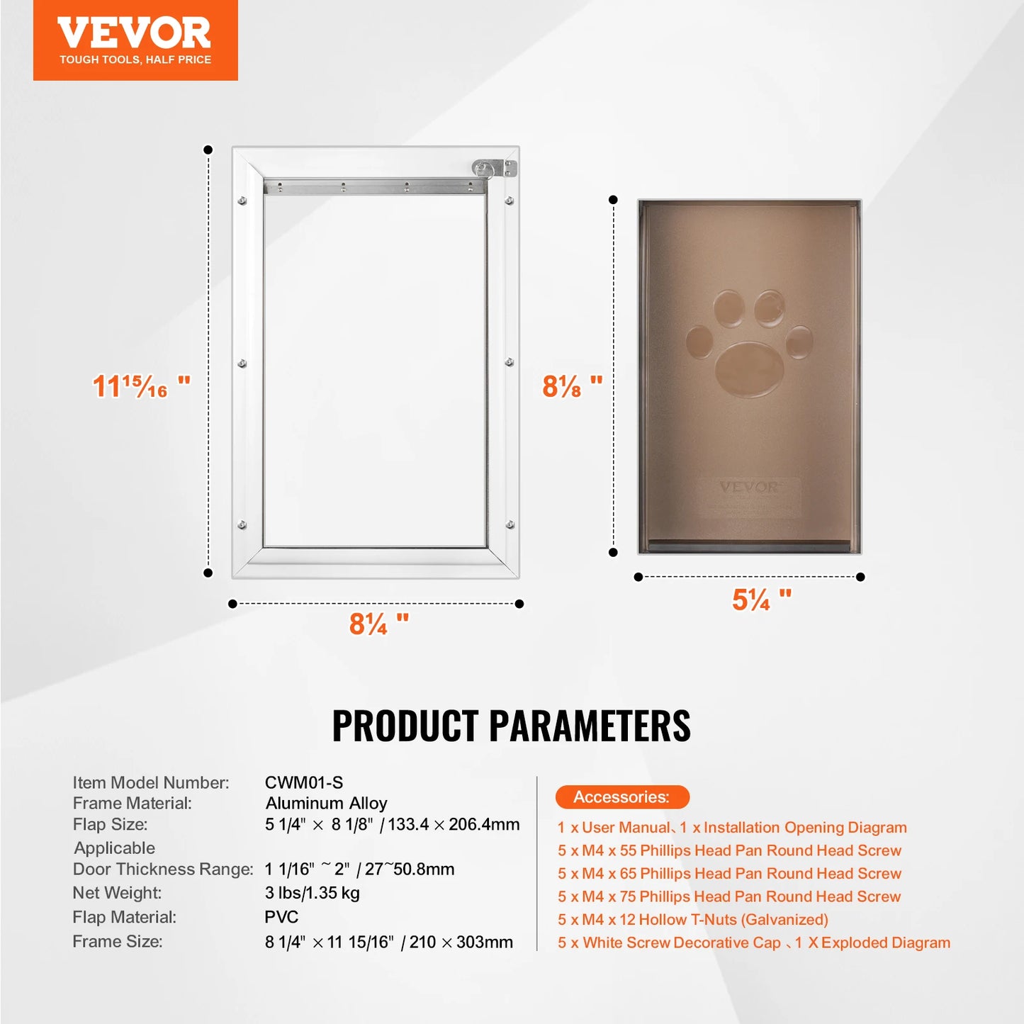 SucceBuy Dog Door Aluminum Frame With Lockable Flap