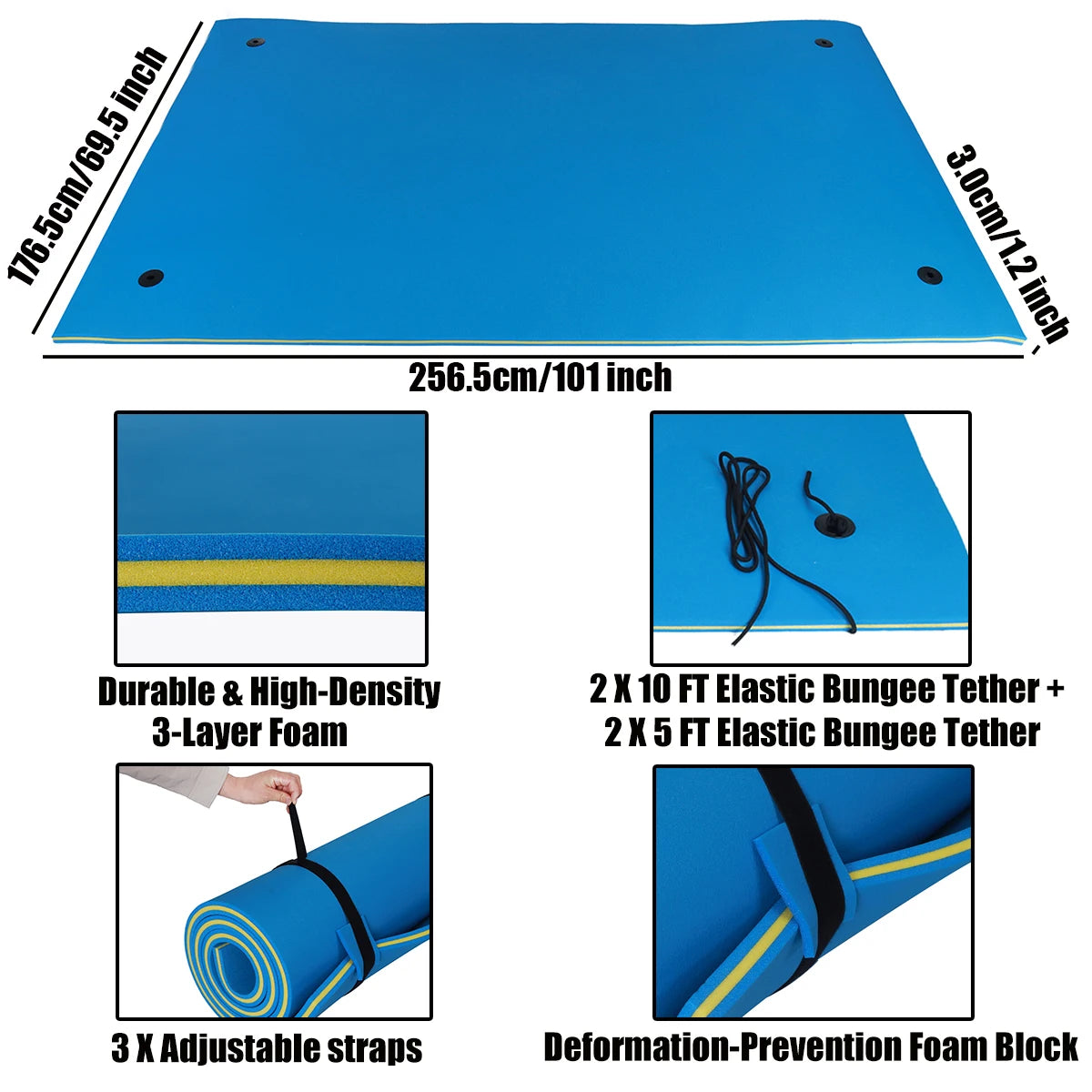 HALLOLURE Floating Water Pad Mat For Pool Beach Ocean Lake
