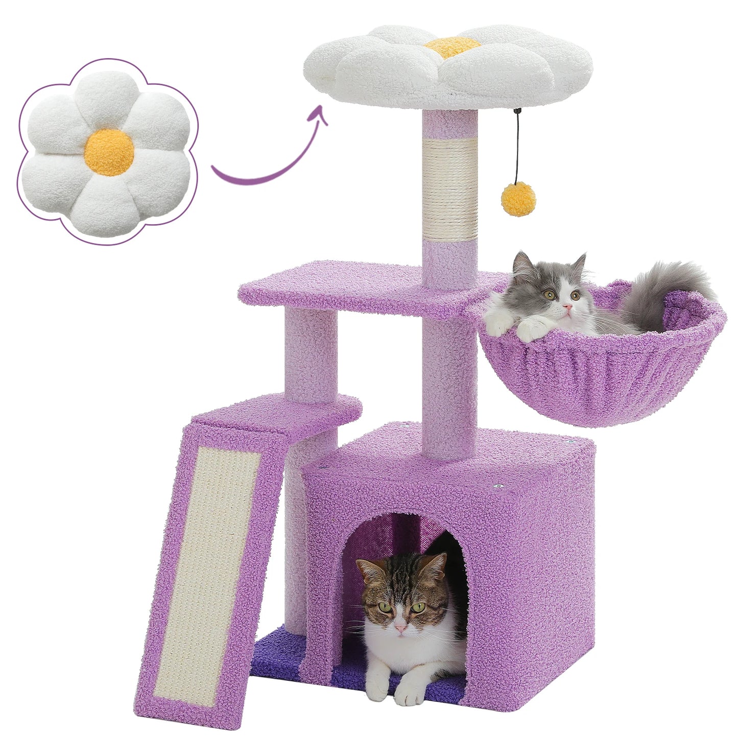 PEQULTICN Three Tier Cat Tree Tower With Sisal Scratching Post