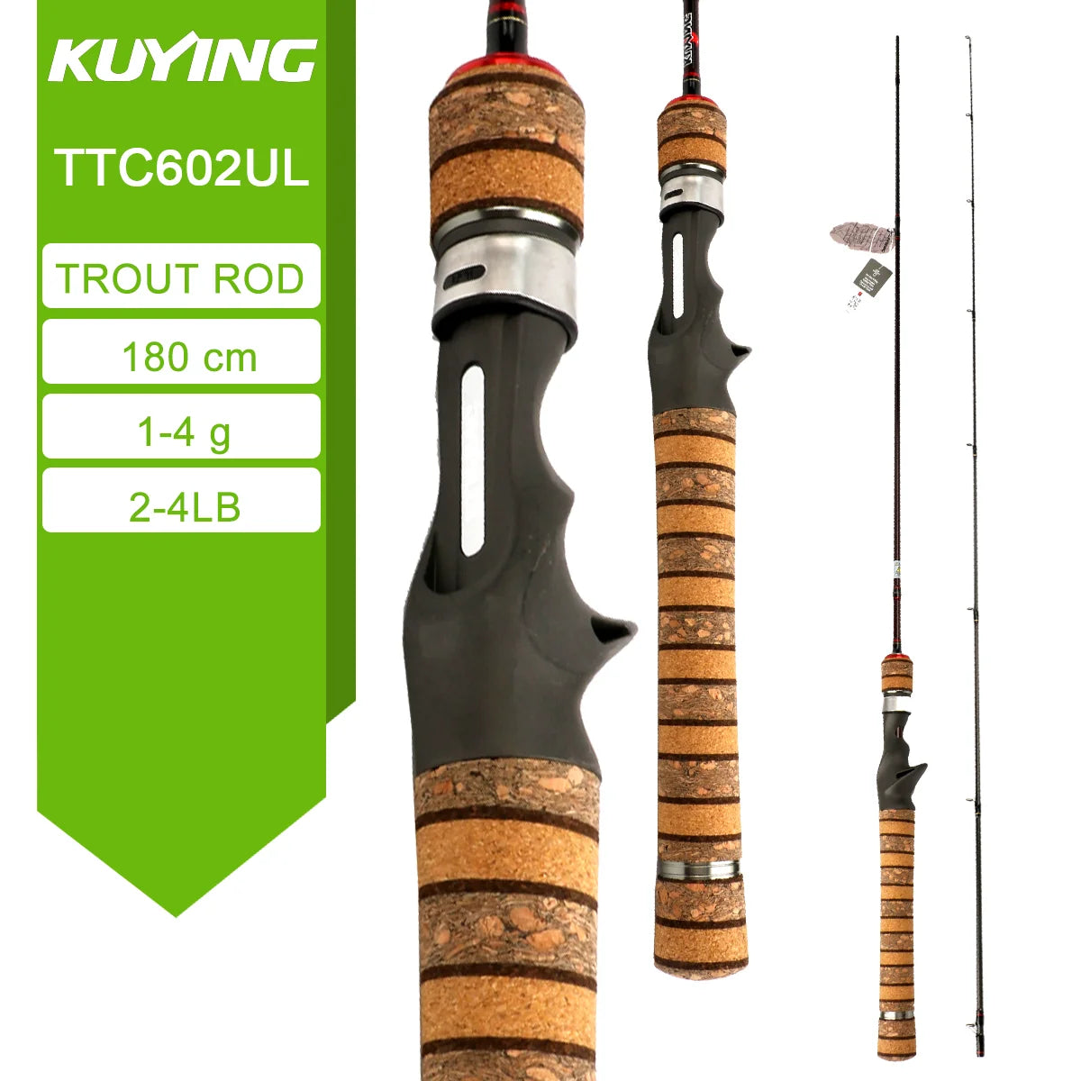 KUYING Lure Rod 6-10lb Fast Action Carbon Spinning Rod