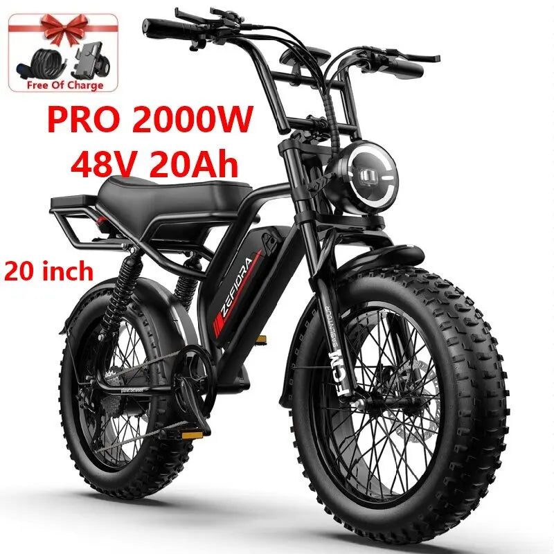 ZEFIORA Electric Fat Bike 1000W 2000W Brushless Motor Lithium Battery