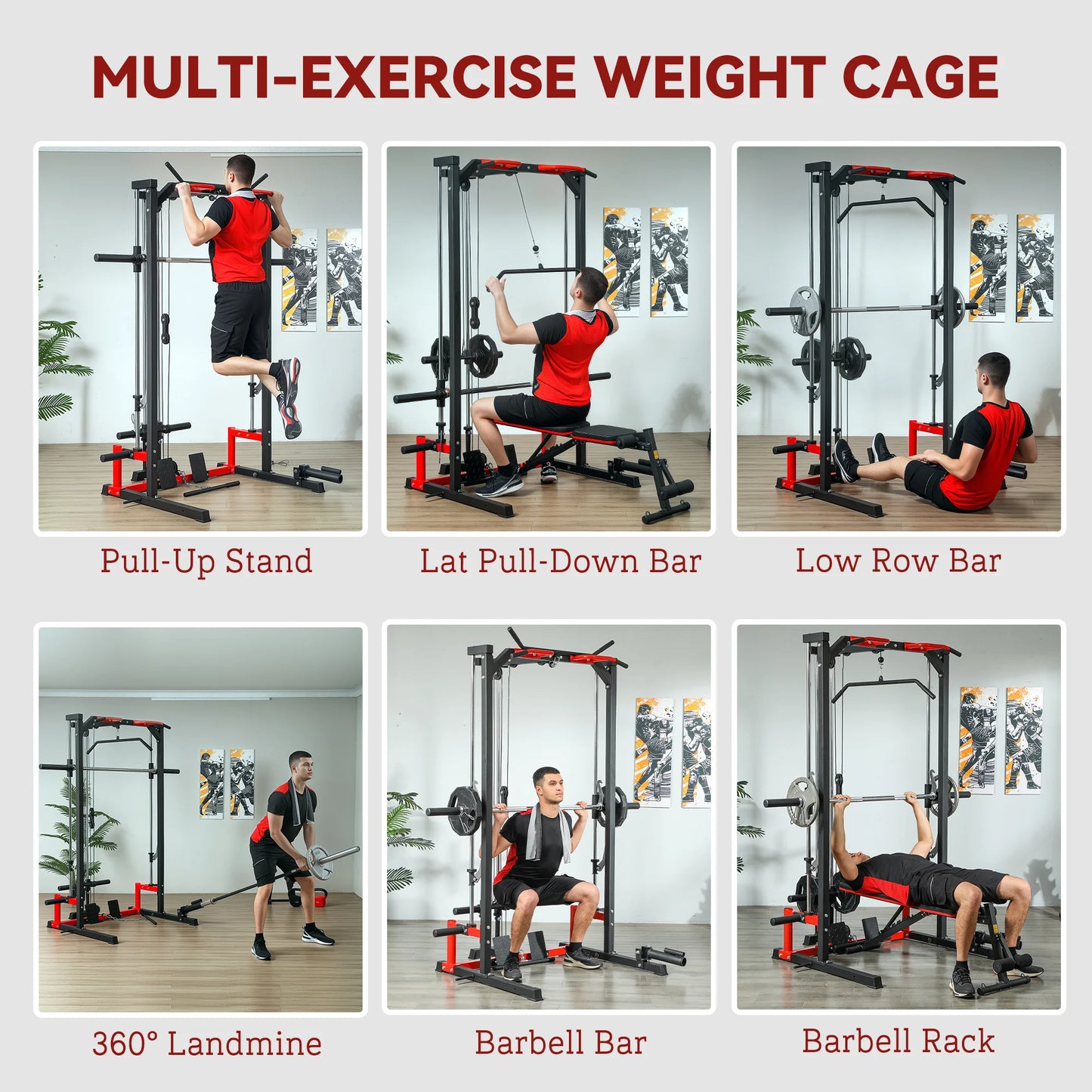 Hign-concerned Smith Machine Multi Function Power Cage Lat Pulldown