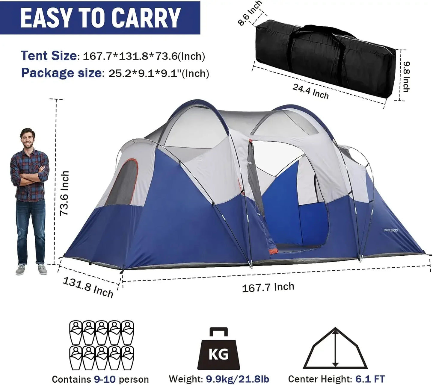 Unp Family Camping Tent Dome Windproof Shelter Outdoors