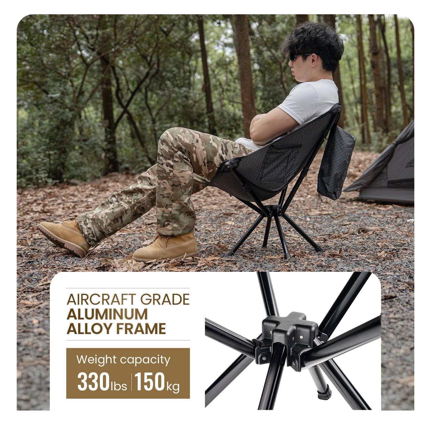 Onetigris Folding Camping Chair With Side Pocket And Carry Handle