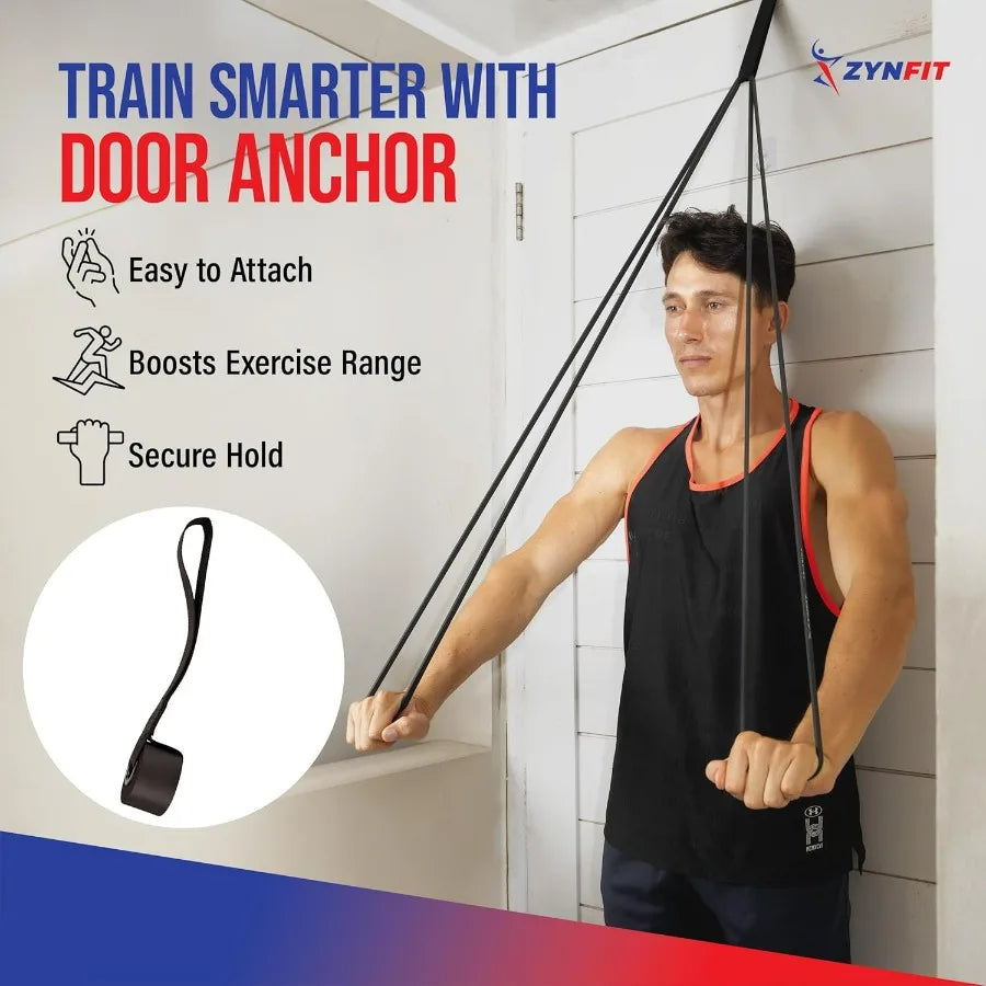 None 100% Natural Latex Resistance Bands Set With Door Anchor