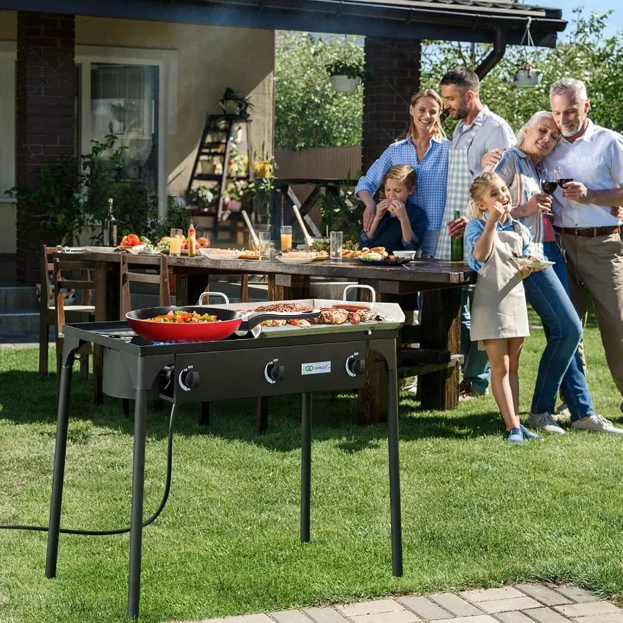 Outdoor Camping Stove 3 Burner Propane Cooker With CSA Regulator