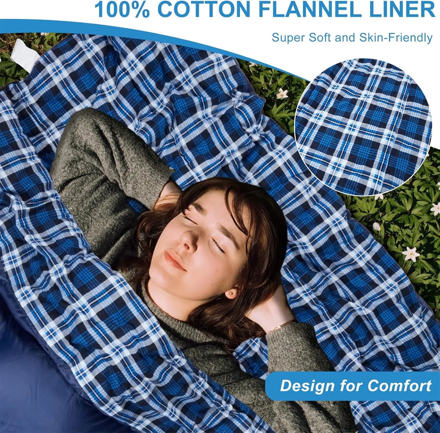 Cotton Flannel Sleeping Bag for Camping and Backpacking Waterproof Lightweight