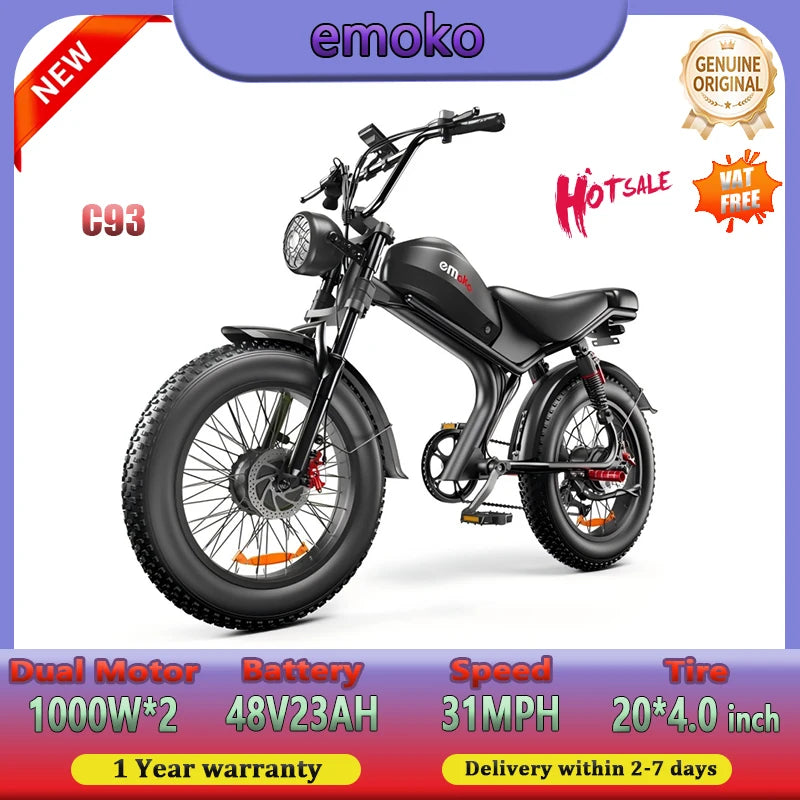 Emoko C93 2000W Dual Motor Fat Tire All Terrain Bike